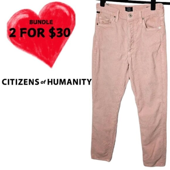 CITIZENS of HUMANITY Button Fly High Rise Slim Ankle  Corduroy Pant Size 26 - Picture 1 of 15